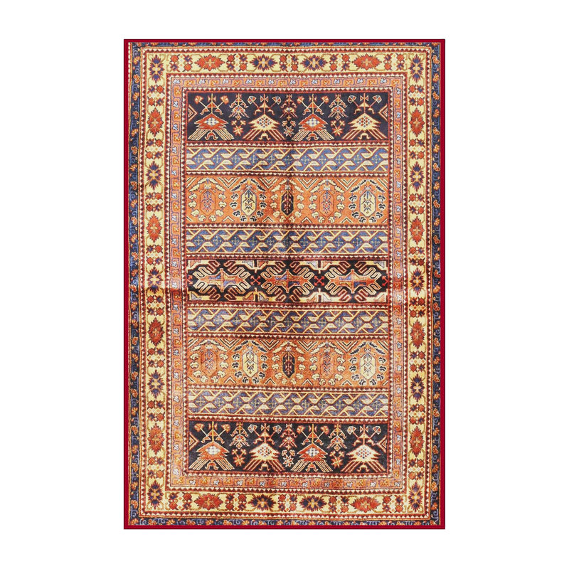 Tapis orange / bleu Southwestern, Rectangle 7 pi x 9 pi