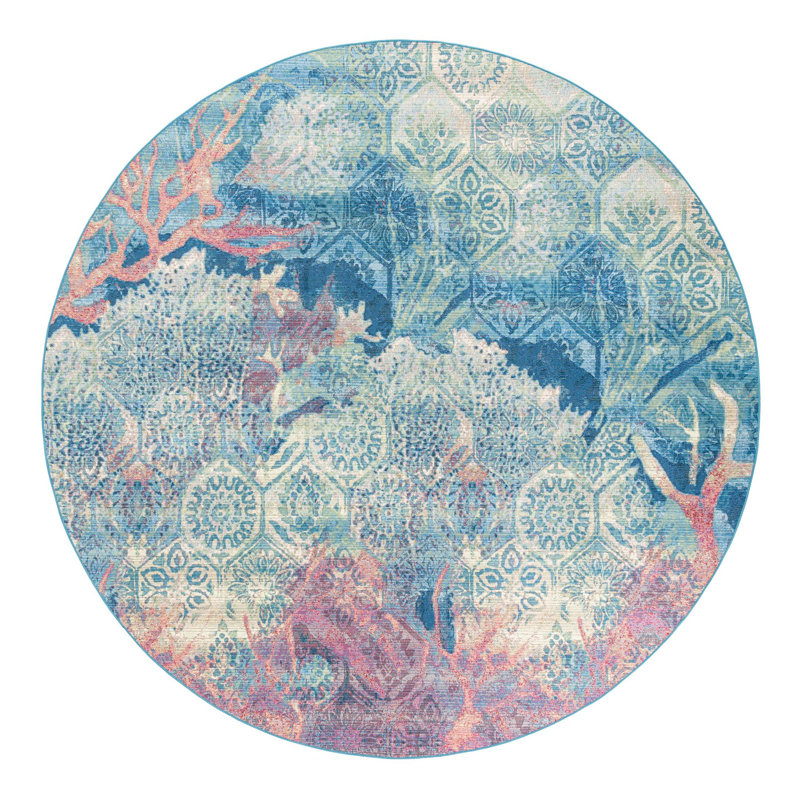 Tapis d'extérieur moderne Multi_Unique Loom, Rond 5 pi 3 po