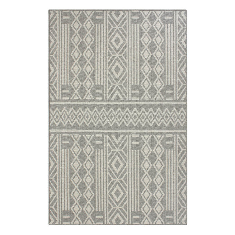 Tribal Geometric Weave Indoor Outdoor Rug, Lightweight & Portable 5x7 ft Patio Area Rug