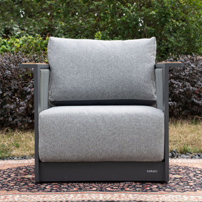 Modular Aluminium Armchair With Teak Armrests & 36 Cm Cushion, Fully Welded