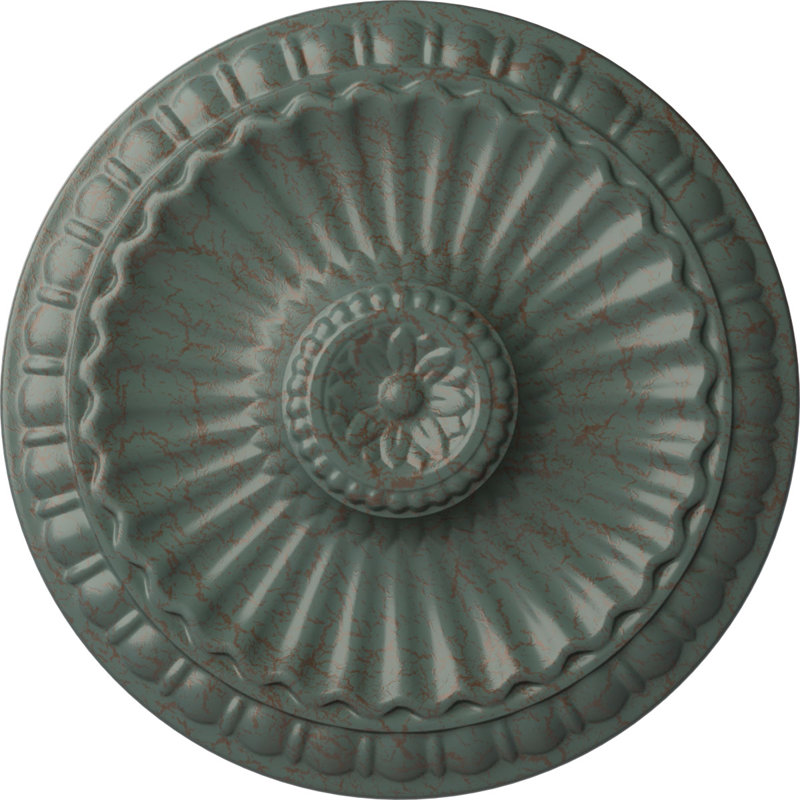 Endurathane Andrea Ceiling Medallion, 12"OD x 8"ID x 1/2"P (Fits Canopies up to 8"), Hand-Painted Copper Green Patina Finish