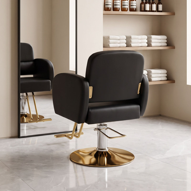 Upholstered Bar Stool, Gold/Black