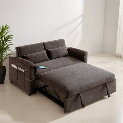 55.02" Pull Out Sofa Bed, 3-in-1 Convertible Sleeper Sofa Bed for Living Room