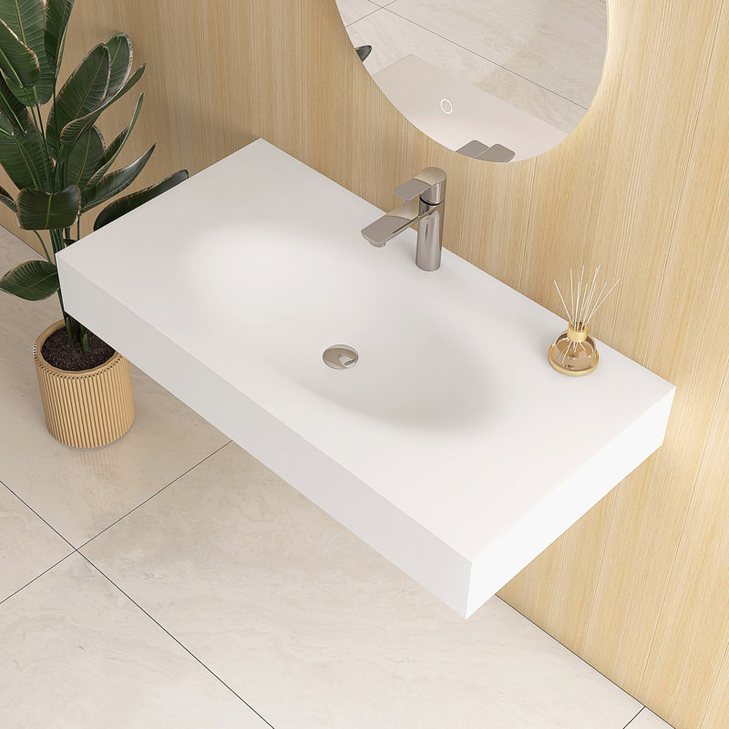 42'' Wall Mounted Bathroom Sink Solid Surface Sink