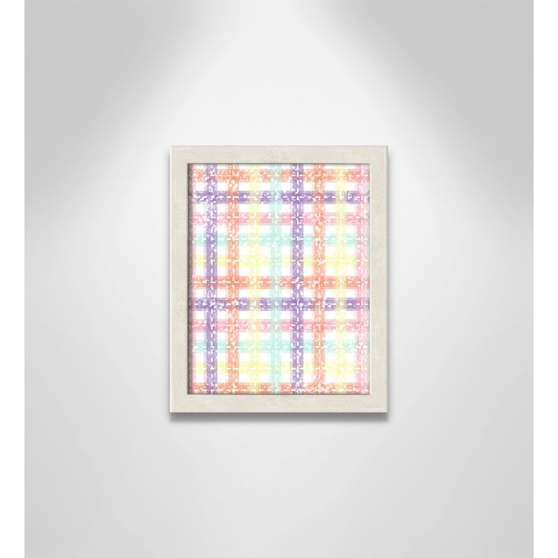 Unique Plaid' Wall Decal, 11" H x 9" W x 1.1875" D, White Woodgrain Box Framed
