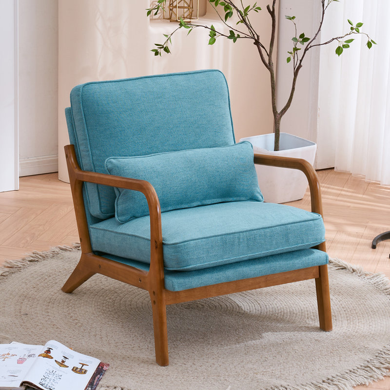 Upholstered Armchair, Teal Linen Blend