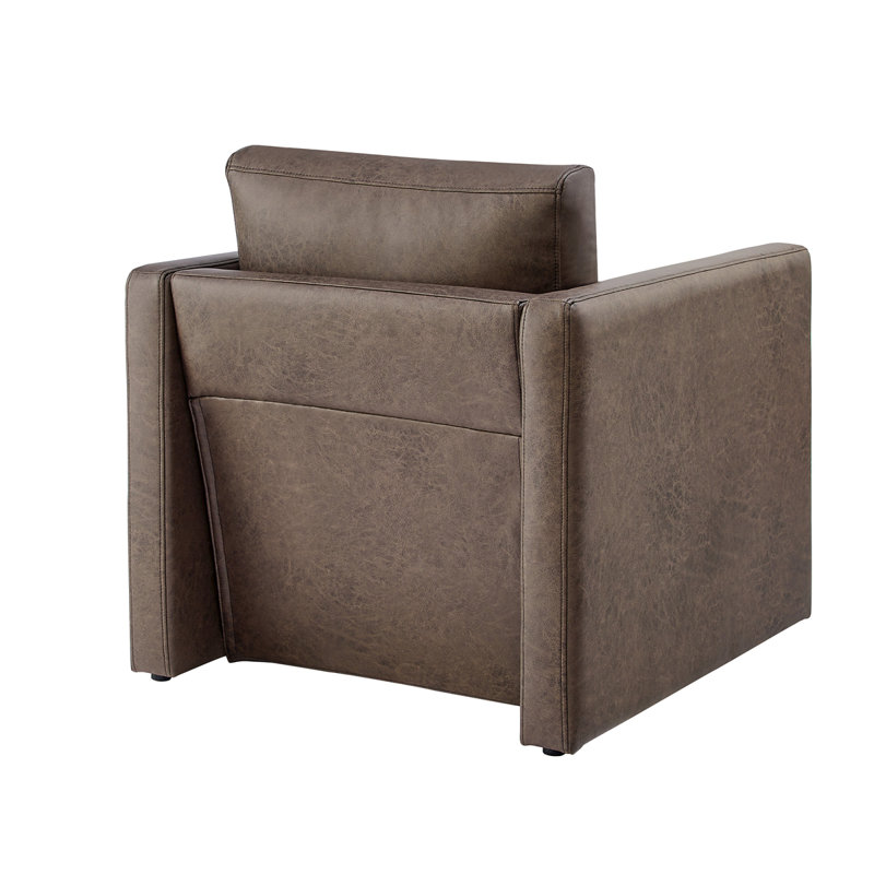 Fauteuil en cuir Philomena Dayna, Cuir terre végétalien