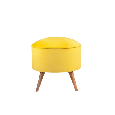 Pouf élégant moutarde avec cadre en bois massif, 17,7 po x 17,7 po x 16,9 po | Tissu 100% polyester, facile à nettoyer | 32 mousses en mousse pour plus de confort | Parfait pour les salons modernes et décoratifs, polyvalent et durable