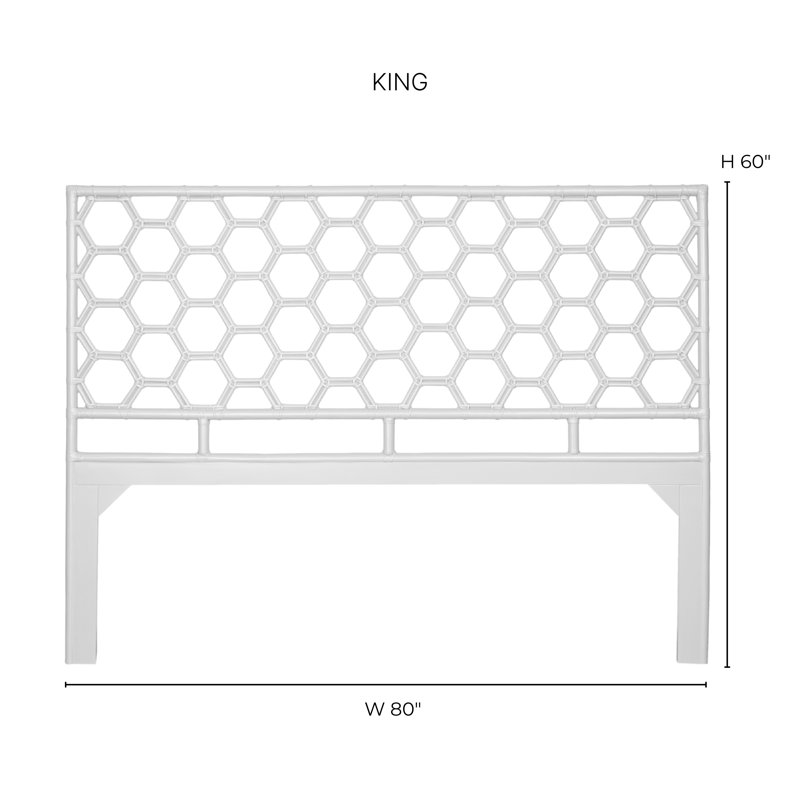 Honeycomb Wicker/Rattan Open-Frame Headboard, Black, King