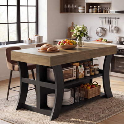 55 Inches Kitchen Island with Storage