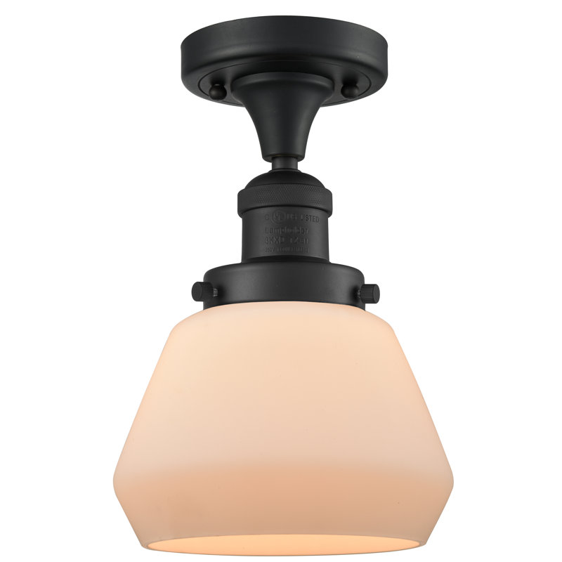 Argueta Glass Semi Flush Mount, Matte White Cased, No Bulb Included, Matte Black