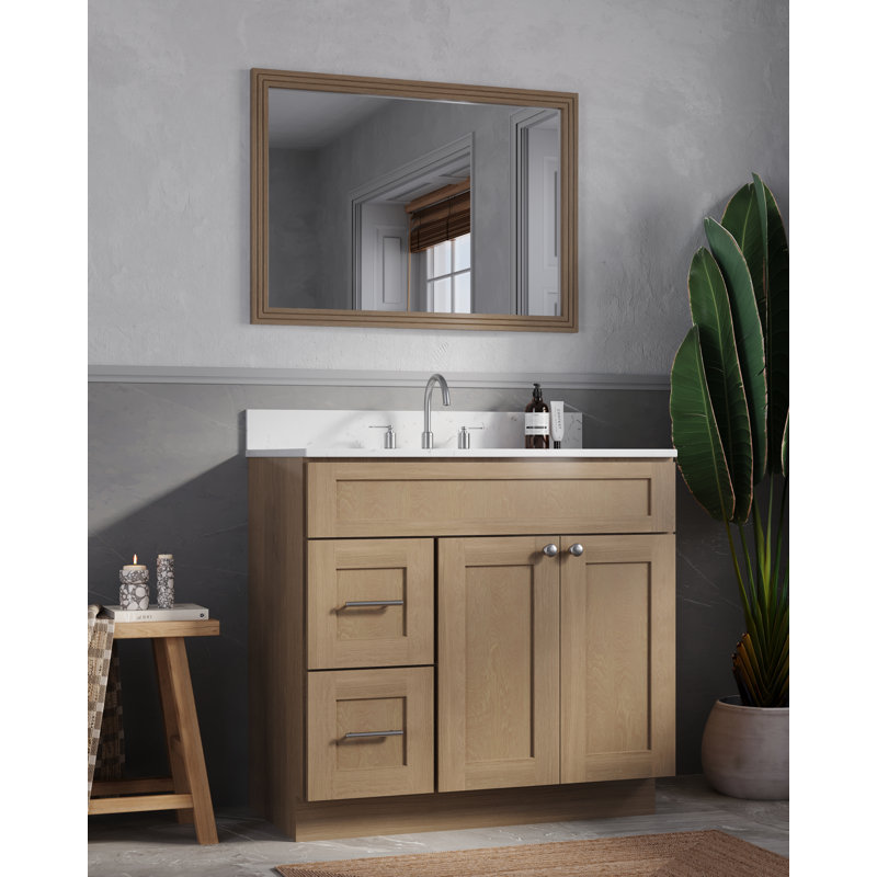 Ensemble de meuble-lavabo simple 37 po Chrisna, Chêne naturel
