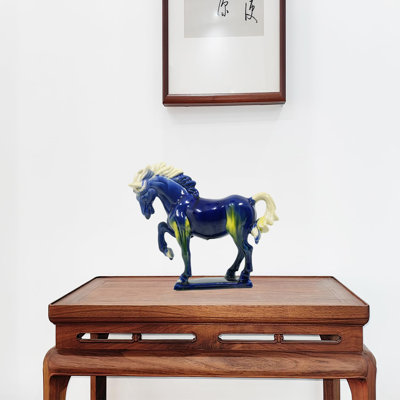 Sculpture en céramique en forme de cheval, œuvre d'art tricolore Tang de 8 pouces fabriquée à la main, décor de maison et de bureau d'inspiration musée 