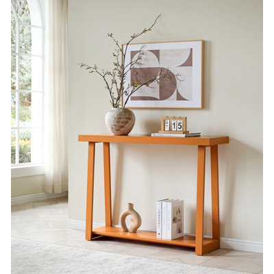 Console moderne étroite en bois de 36 pouces avec tablette de rangement à 2 niveaux pour l'entrée ou le salon, table de canapé mince pour le couloir ou derrière le canapé - Gingembre miel