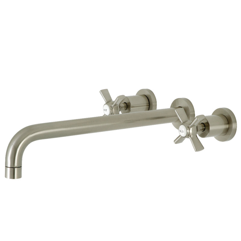 Kingston Brass Millennium Two-Handle 3-Hole Wall Mount Roman Tub Faucet, Brushed Nickel
