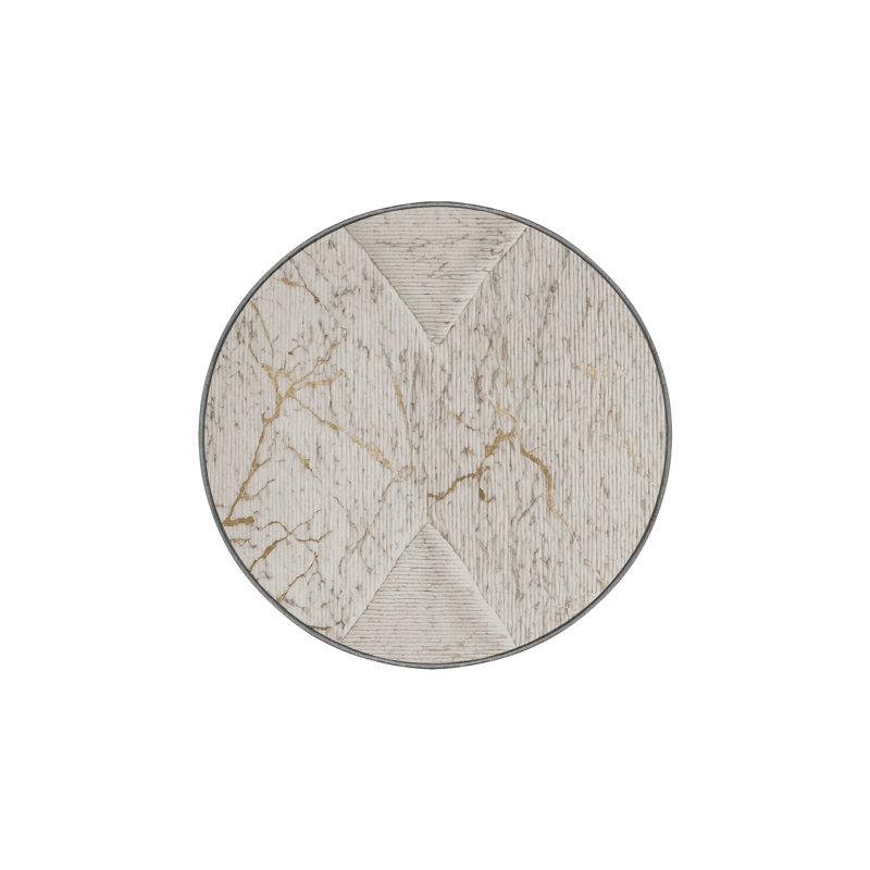 Machine Washable Gray Area Rug, Round 3'