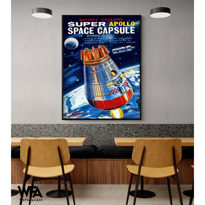 «Super Apollo Space Capsule» à pile par Retrorocket, art mural rétro de magasin de jouets, idée de remodelage sur le thème de l'espace de jeu
