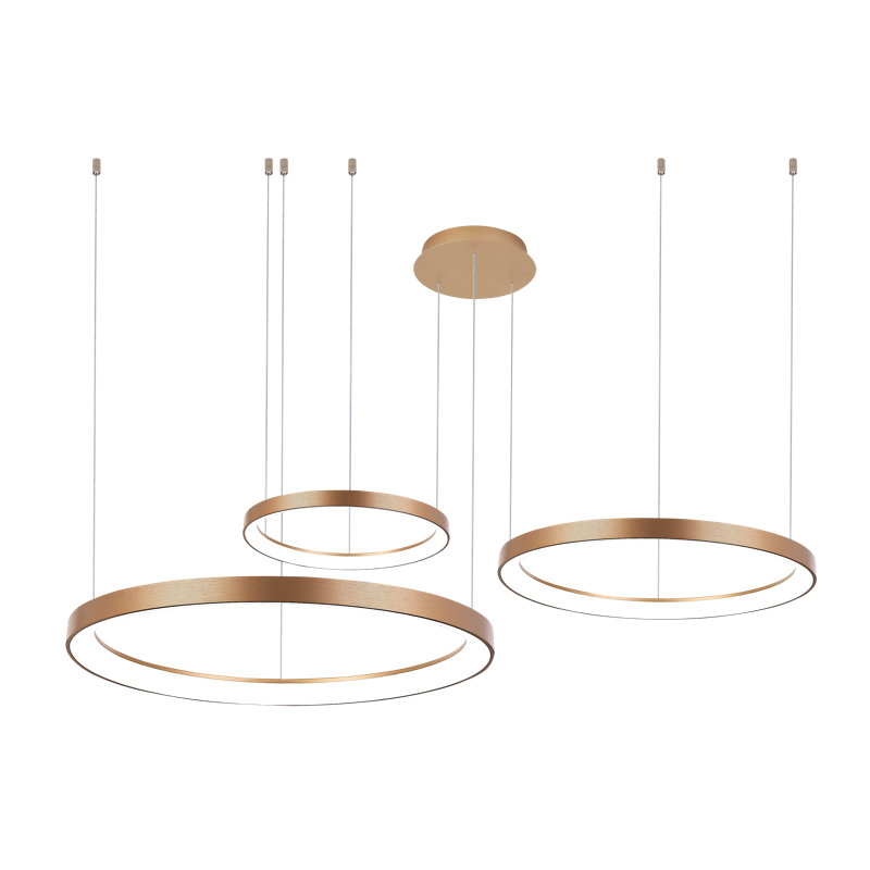 1 - Light LED Wagon Wheel Pendant, Gold