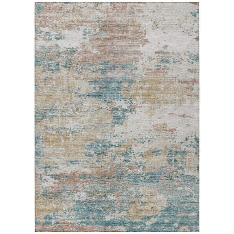 Washable Abstract Indoor / Outdoor Rug, Rectangle 9' x 12'