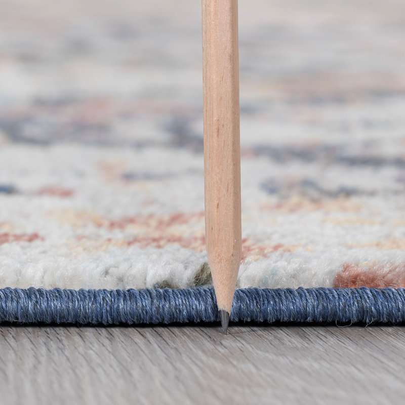 Aba Abstract Blue/Gray/Orange Area Rug, Rectangle 7'10" x 10'2"