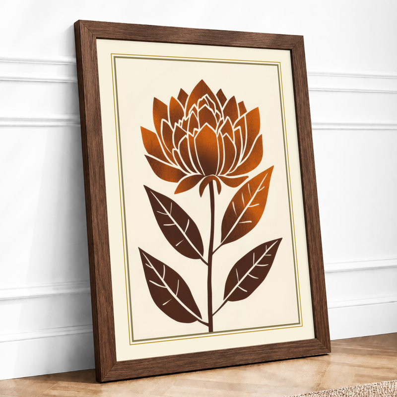 Lotus in Bloom Botanical - Framed Print, Walnut, A1 - 84.1 x 59.4 cm
