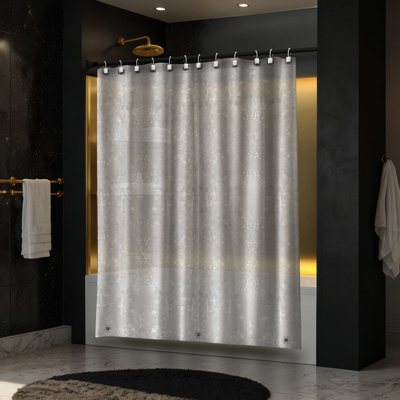 Doublure de douche en PEVA avec œillets noirs Moorefield Pebbles, doux au toucher, 72 po x 72 po, noir