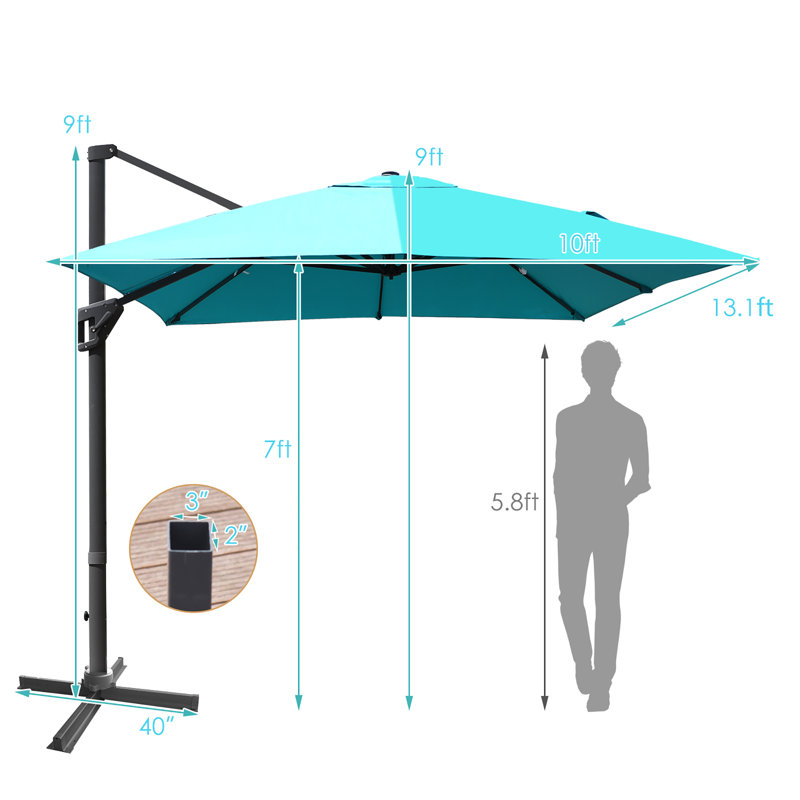 Parasol en porte-à-faux 120 po Abdullatif, Turquoise