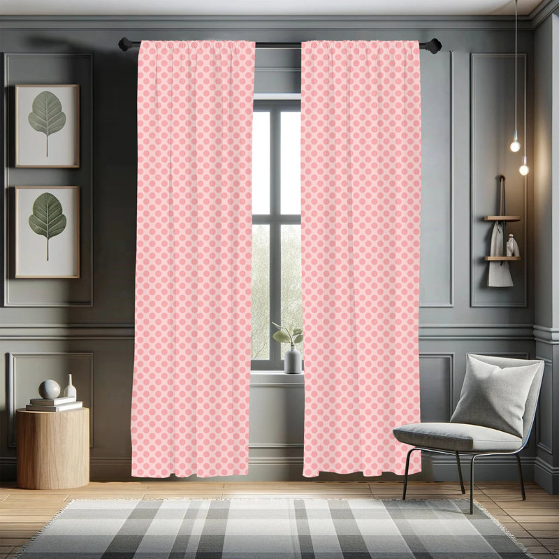 Polka Dots Semi-Sheer Rod Pocket Curtain Panels, 28" x 63"