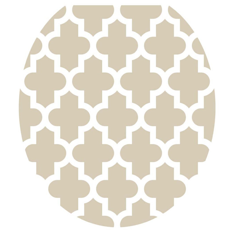 Décalcomanie géométrique de siège de toilette taupe quadrilobe - couvercles de toilette en vinyle, Rond