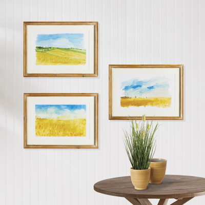 «European Landscape Prints», ensemble de 3 reproductions encadrées
