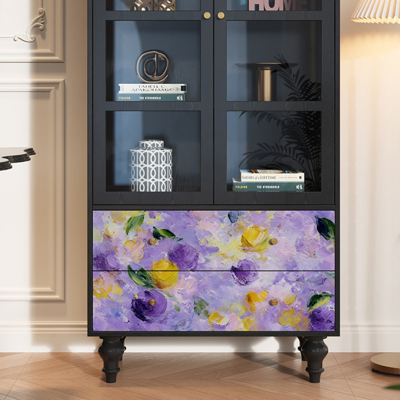 Vitrine en bois massif Floral