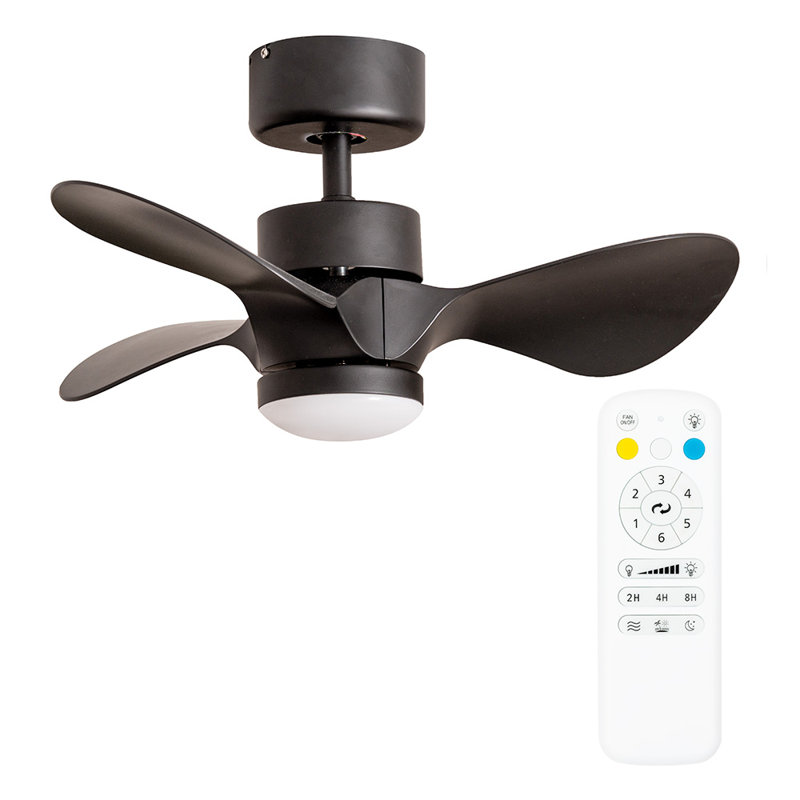 Cayleeann 24cm Ceiling Fan with LED Lights, Black