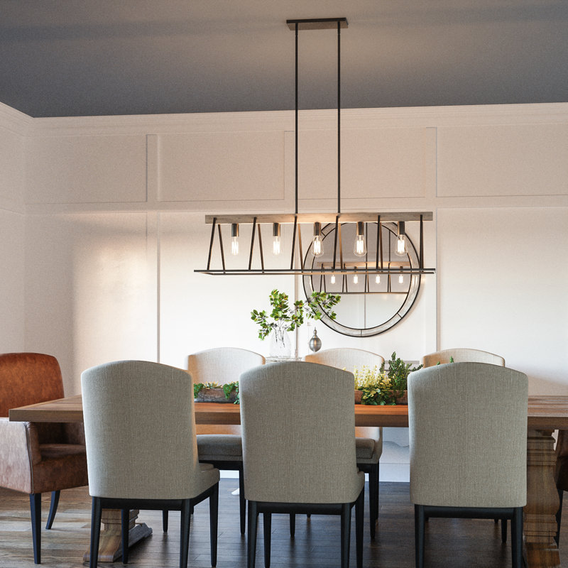 Luminaire suspendu linéaire à 5 lumières pour îlot de cuisine Esmeralda