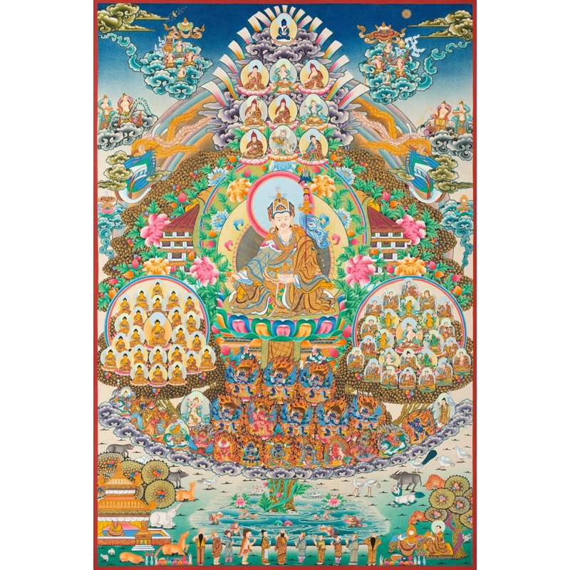 Arbre de la lignée Niantma (Brocadeless Thangka)