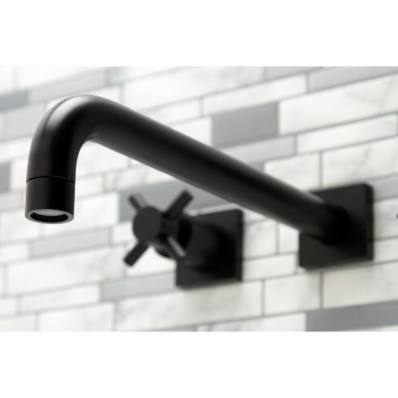 Kingston Brass Concord Two-Handle 3-Hole Wall Mount Roman Tub Faucet, Matte Black