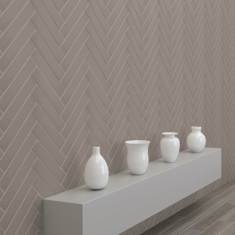 Curvaceous 3" x 12" Ceramic Wall Tile, Gray