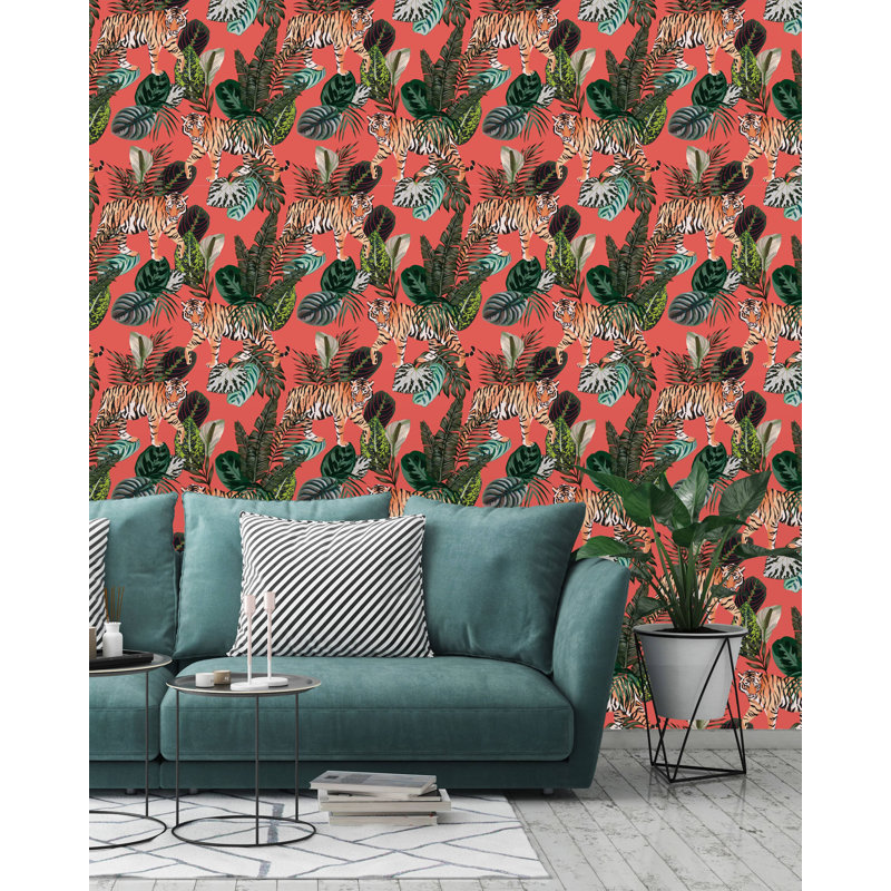 Rouleau de papier peint Barkley Tiger in The Tropical Jungle, L 10,42 po x l 25 po
