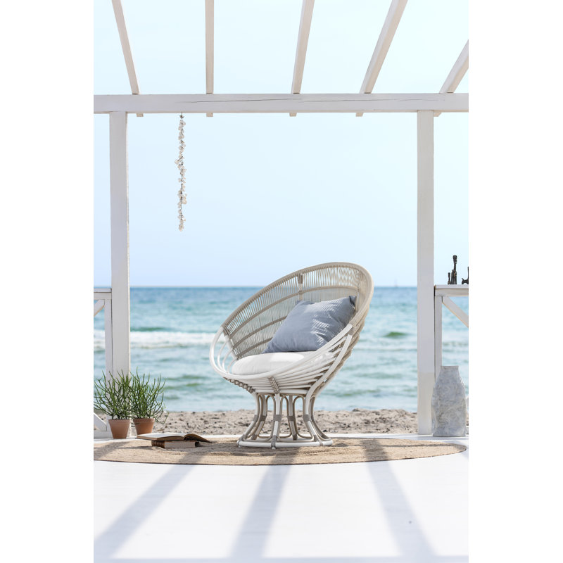 Chaise longue d'extérieur Franco Albini Luna, Blanc colombe, Toile blanche