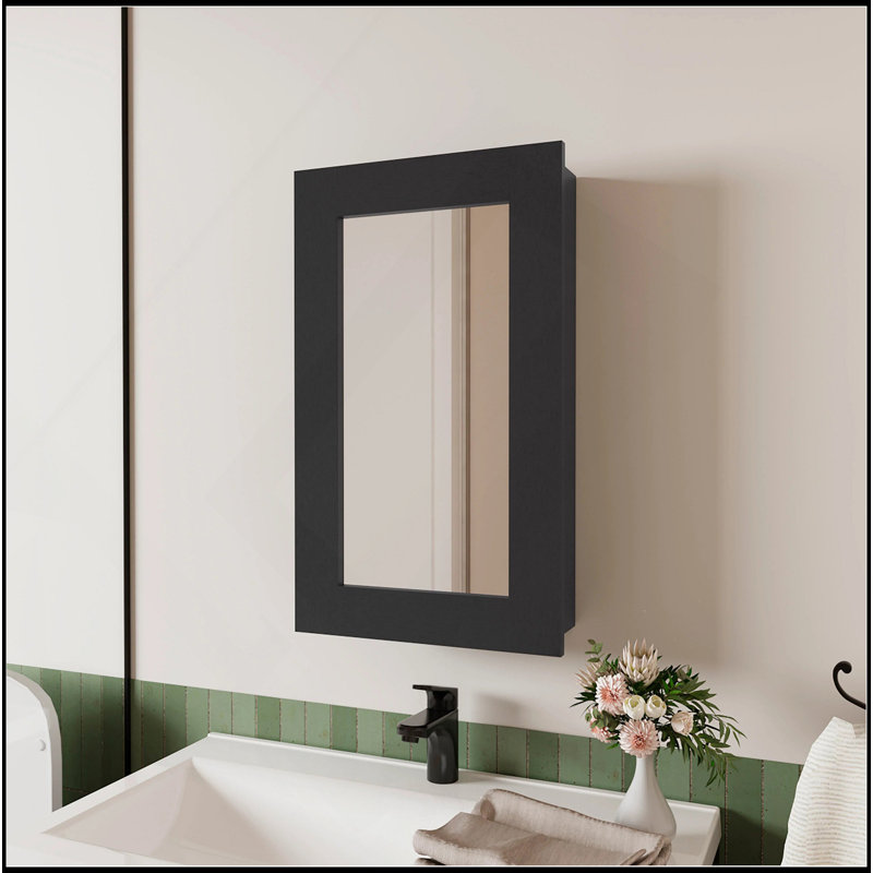 Armoire à pharmacie noire polyvalente avec miroir inclus