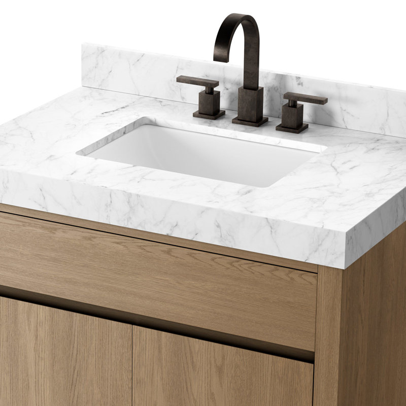 Everett Single Vanity-Satin Espresso Oak, Satin Light Wash Oak