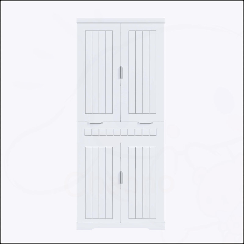 Armoire de garde-manger autoportante avec tablettes réglables, tiroir et tablettes de porte pour un rangement polyvalent dans la cuisine, le salon ou la salle de bain, style campagnard
