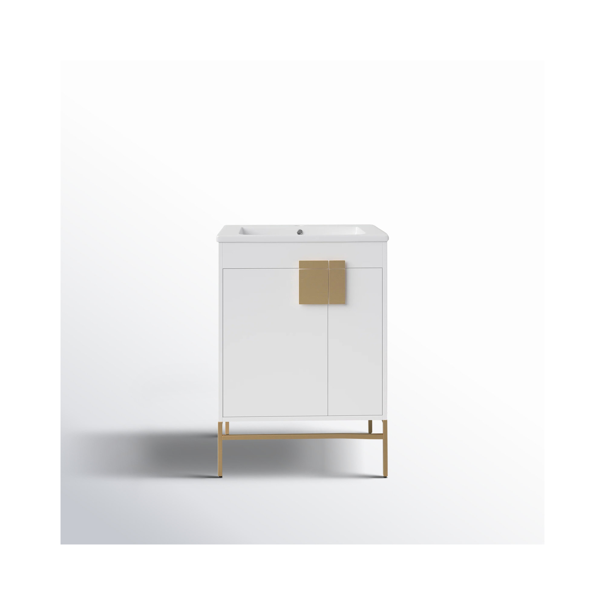 Maisie 24'' Single Bathroom Vanity, Satin Brass, White