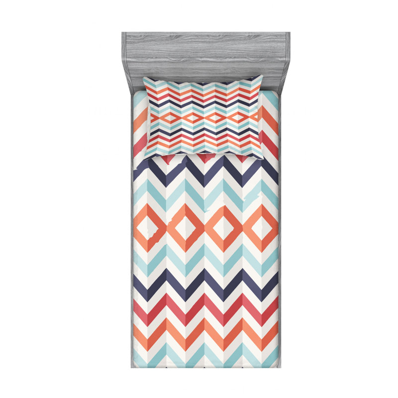 Microfiber Chevron Sheet Set, Twin Sheet Set + Fitted Sheet + 1 Pillowcase