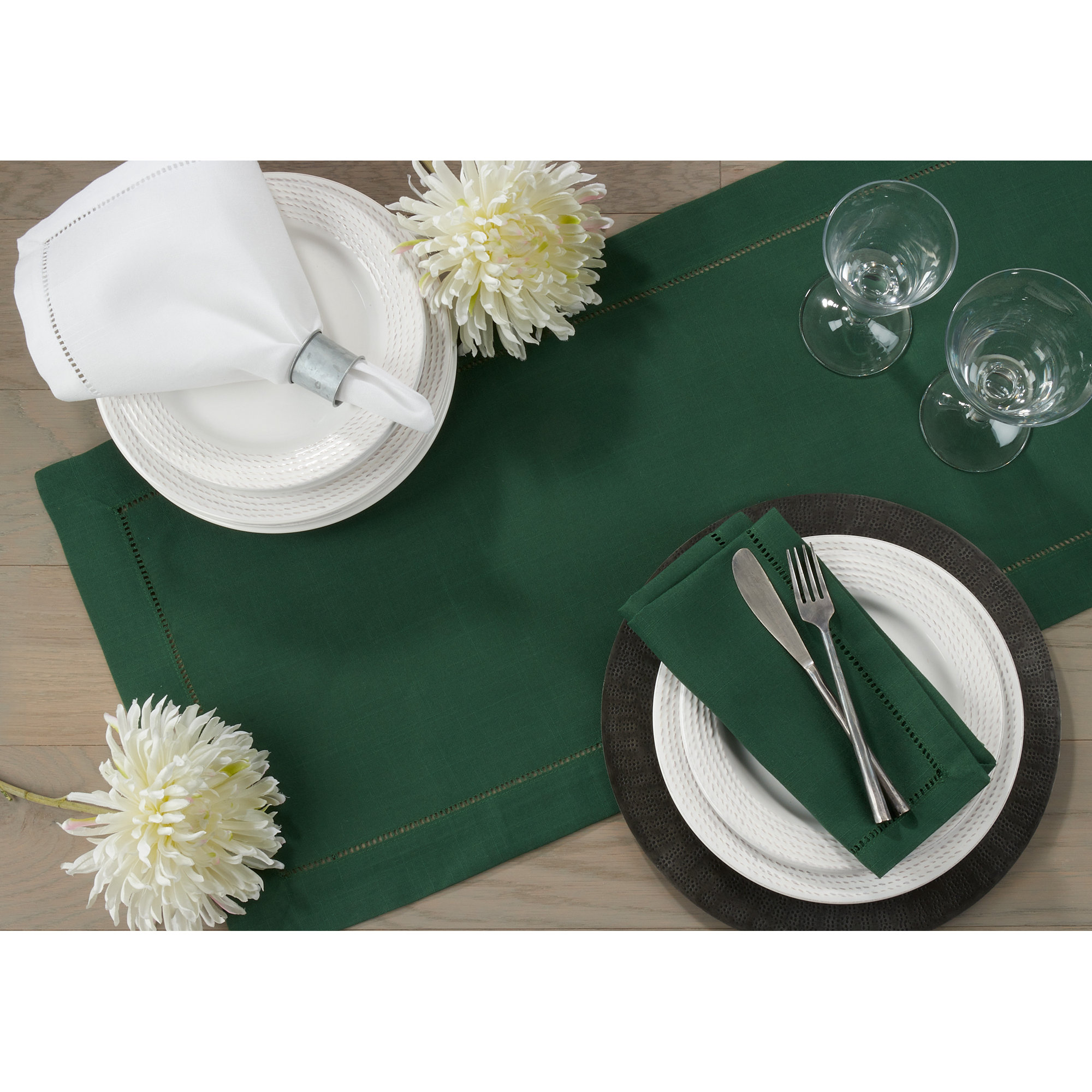 Emmeline Table Runnner, 120" L x 16" W, Green