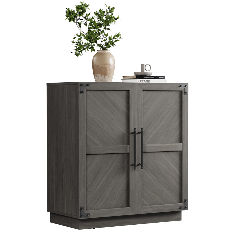 30.7'' W Sideboard with Adjustable Shelf and Storage Cabinet, Ash Gray