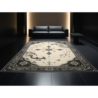 Machine Washable Pavle Classic Oriental Rug in Beige – Gray Binding