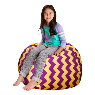 Kids Bean Bag Chair Cover - Stuffed Animal Storage & Toy Organizer with Zipper - Plush Storage Kids Bean Bag Cover only for Toddlers and Children's Rooms - Organizes Pillows, Blankets, and Stuffies - Multiple Colors, Sizes, and Fabrics