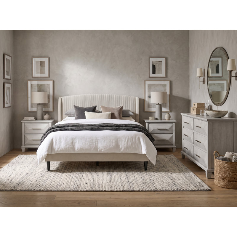 Clarence Contemporary 4 Pieces Bedroom Set, Full, 4 Pcs: Bed, Dresser, 2 Nightstands