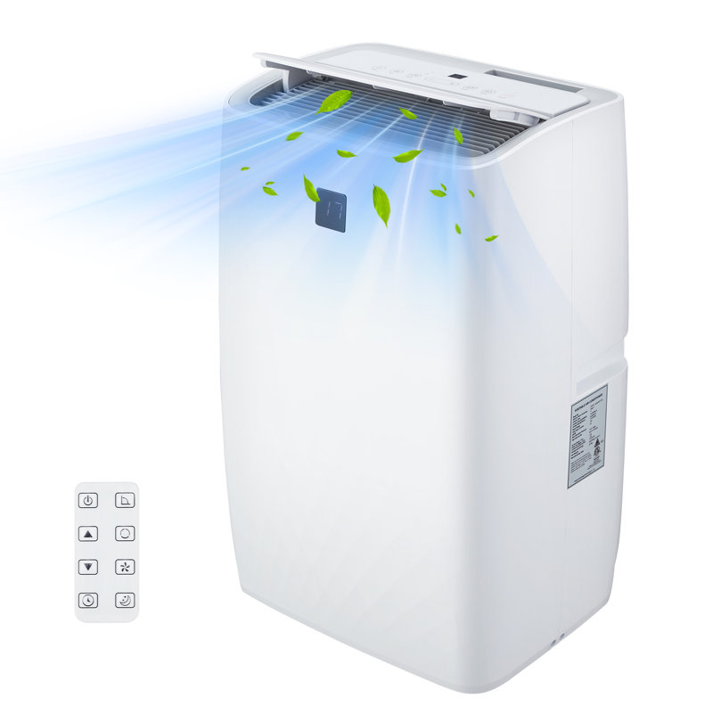 Climatiseur portatif 3 en 1 de 14 000 BTU avec contrôle intelligent et fonctionnement silencieux à 48 dB, refroidit les pièces jusqu'à 700 pieds carrés, déshumidificateur, ventilateur à 3 vitesses et minuterie 24 heures