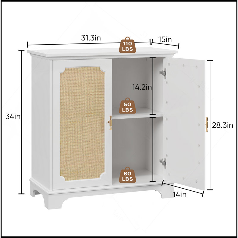 Sideboard Buffet Storage Liquor Cabinet With Rattan Decorated Doors, Kitchen Buffet Storage Cabinet,  Cupboard Console Table, Decorative Cabinet, Suitable For Corridors, Entrances, Living Rooms